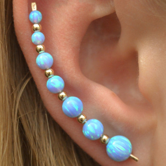 Seven Gem Blue Opal - Ear Climber - EP28-BO7