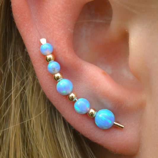 Five Gem Blue Opal - Ear Climber - EP28-BO5
