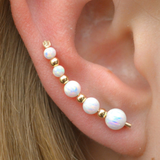 Five Gem White Opal - Ear Climber - EP28-WO5