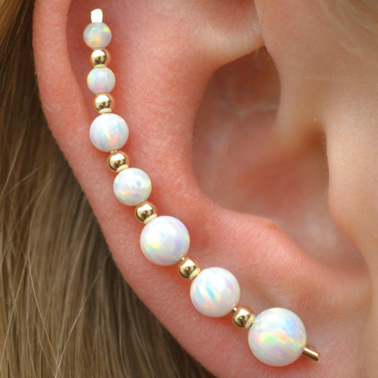 Seven Gem White Opal - Ear Climber - EP28-WO7