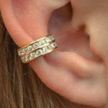 Double Row Channel CZ - Ear Cuff - EC332