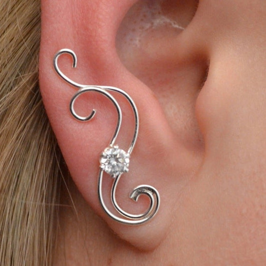 Victorian with CZ - Ear Climber - EP21-CZ SS