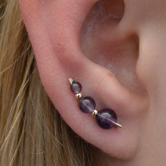 Three Gem Amethyst - Ear Climber - EP28-A3