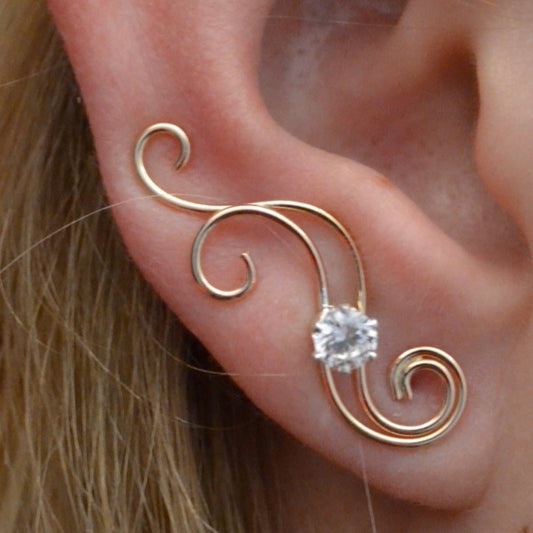 Victorian with CZ - Ear Climber - EP21-CZ GF