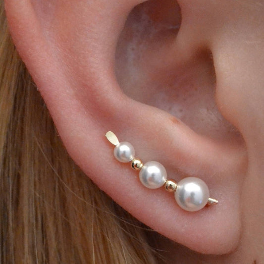 Three Gem Pearl - Ear Climber - EP28-P3