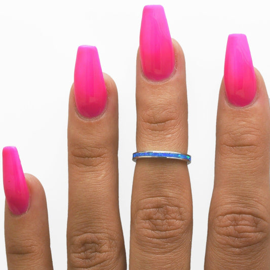 2mm Channel Blue Opal - Midi Ring - TR68-B