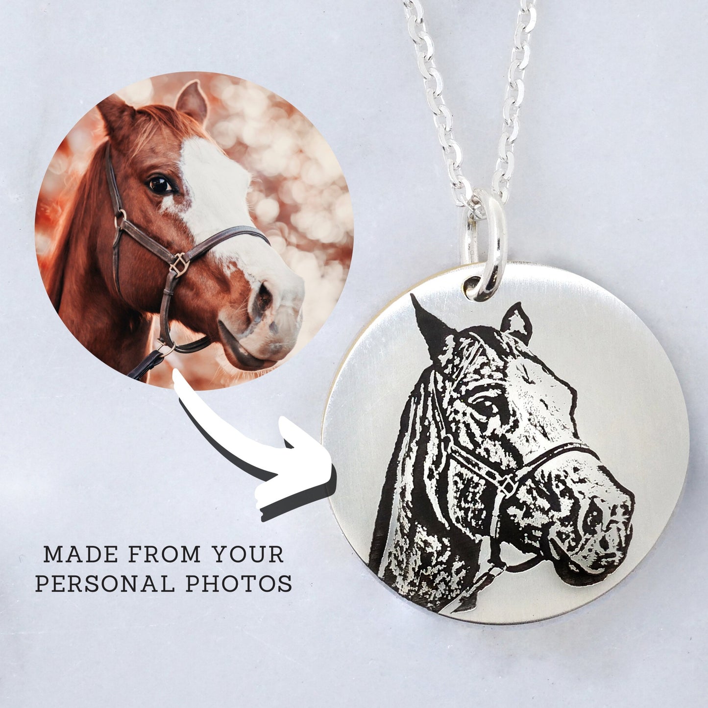 Horse Portrait Necklace - Custom Engraving