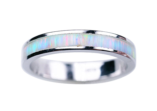 4mm Channel White Opal - Thumb Ring - TH69-W