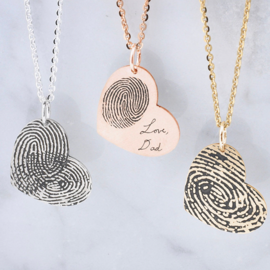 Fingerprint Heart Necklace - Custom Engraving