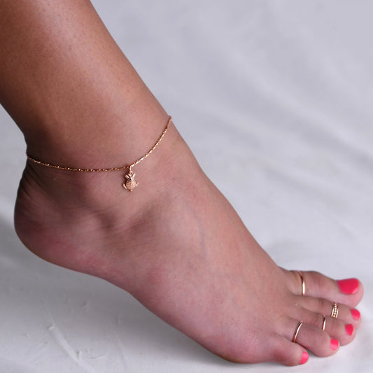 Sea Turtle Charm on Heishe - Anklet - ANK07