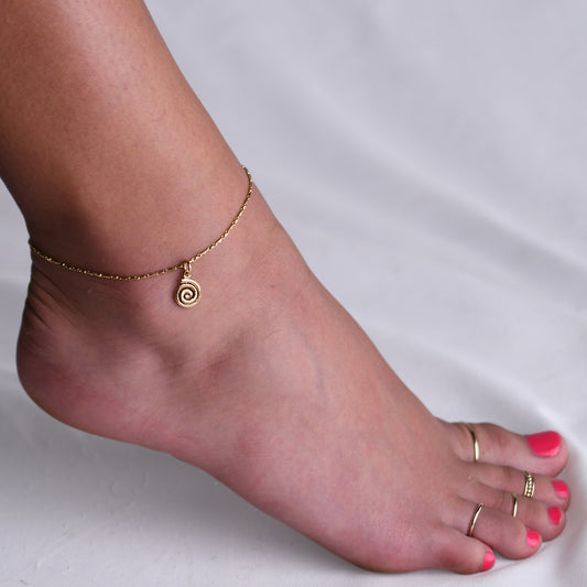 Swirl Charm on Heishe - Anklet - ANK07