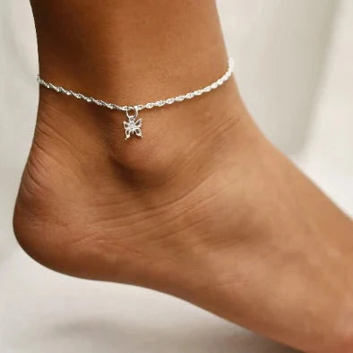 Butterfly Charm on Twisted - Anklet - ANK01