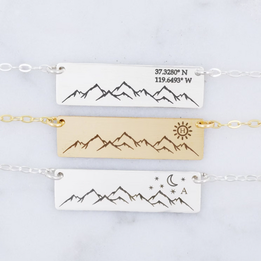 Mountain Range Necklace - Custom Engraving