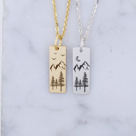 Mountain Range Necklace - Custom Engraving