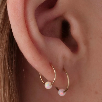 Tiny Opal Hoop Earrings Set