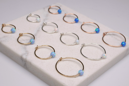 Tiny Opal Hoop Earrings Set