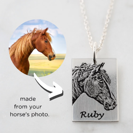 Horse Portrait Necklace - Custom Engraving