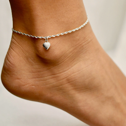 Heart Charm on Twisted - Anklet - ANK01