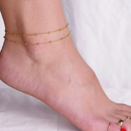 Dainty Cable Satellite - Anklet Pair - ANK14