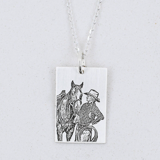 Horse Portrait Necklace - Custom Engraving