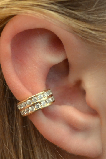 Double Row Channel CZ - Ear Cuff - EC332