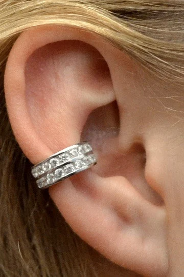 Double Row Channel CZ - Ear Cuff - EC332
