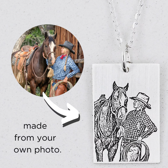 Horse Portrait Necklace - Custom Engraving