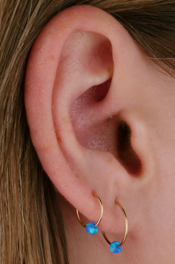 Tiny Opal Hoop Earrings Set