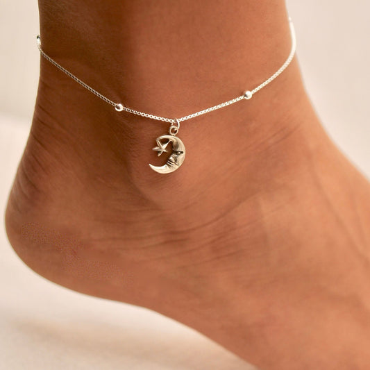 Moon Charm on Box Ball - Anklet - ANK02