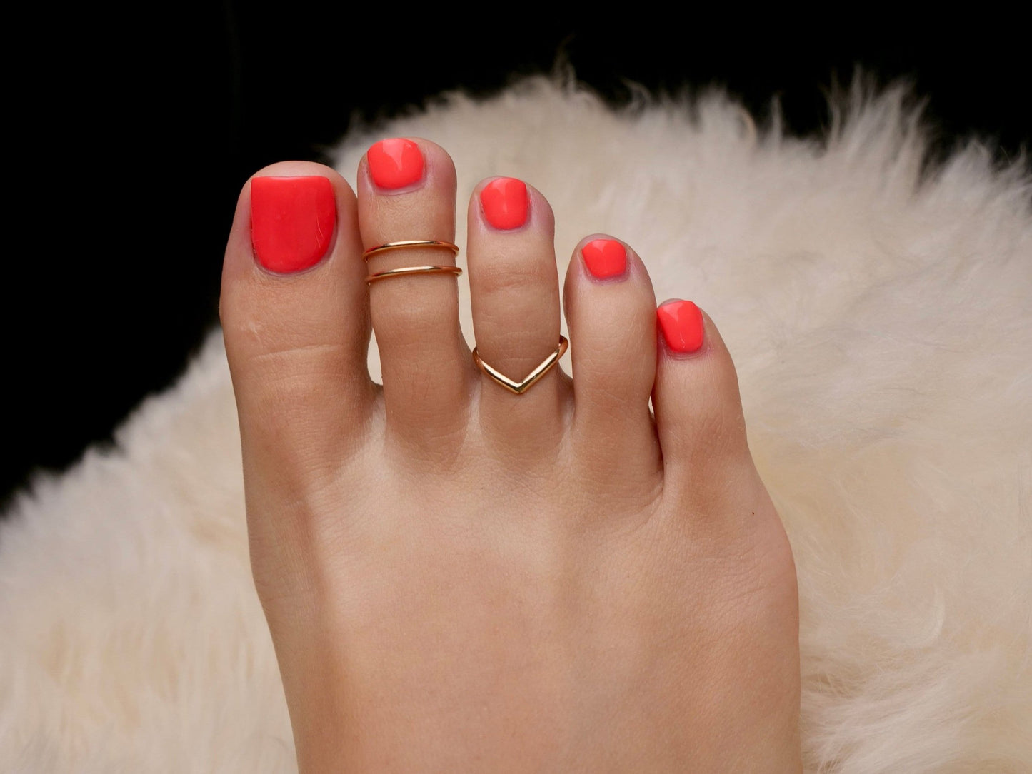 Double Line and Chevron - Adjustable Toe Ring Set - TRA81/TRA14