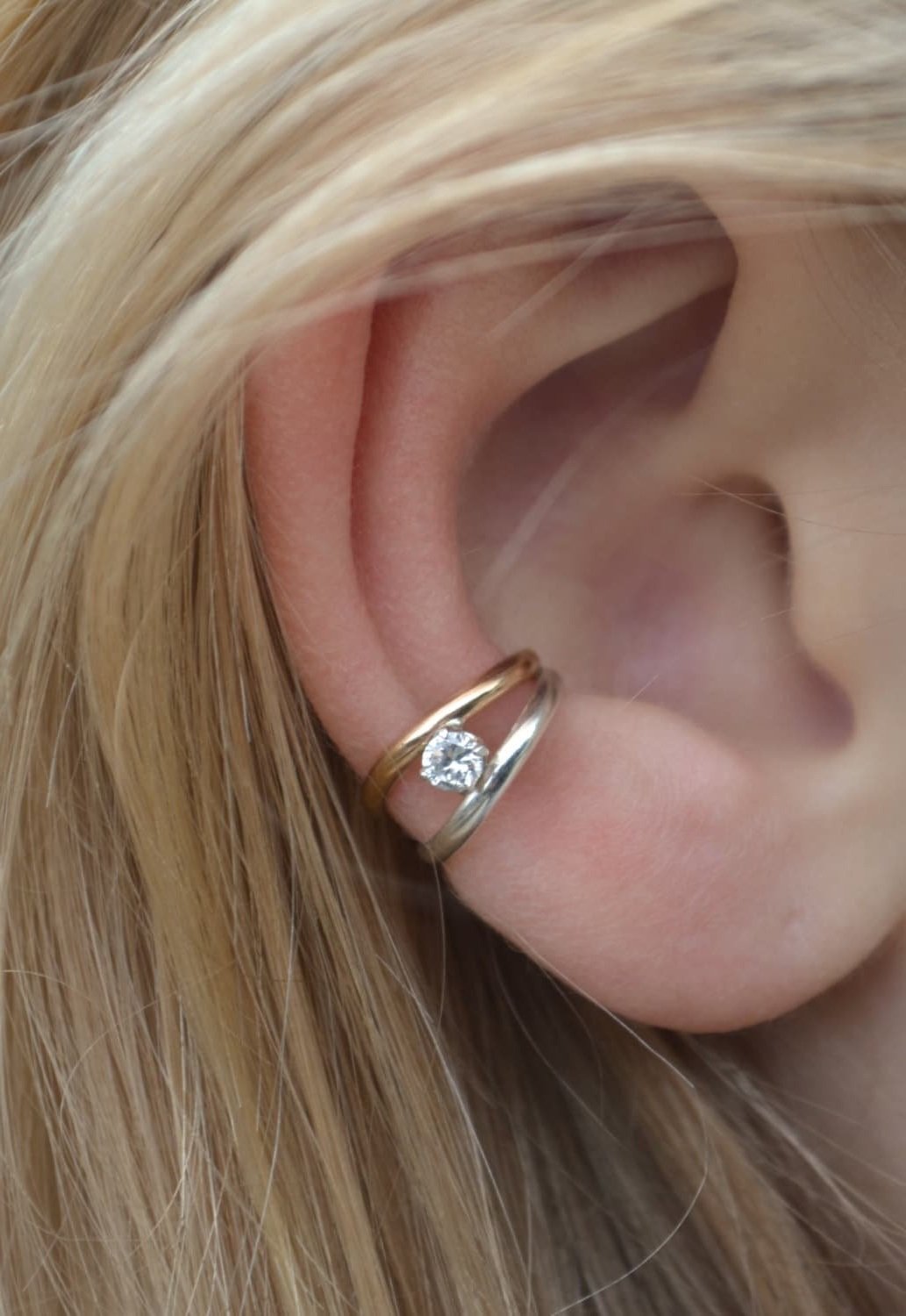 Classic Double with CZ - Ear Cuff - EC307