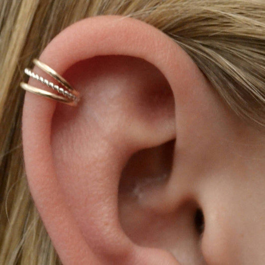 Dainty Triple with Twist - Cartilage Ear Cuff - EC621