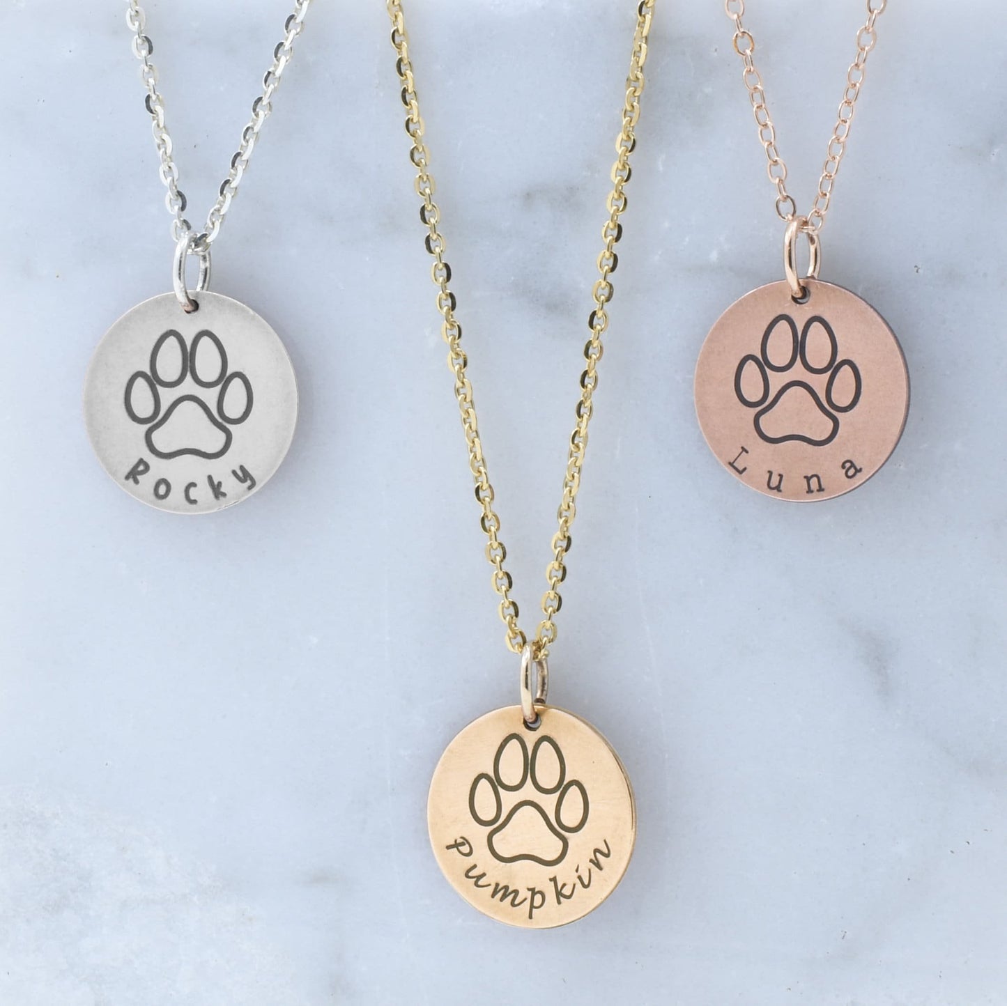 Pet Paw Print Necklace - Custom Engraving