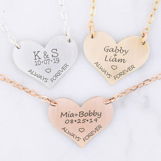 Couples Heart Necklace - Custom Engraving