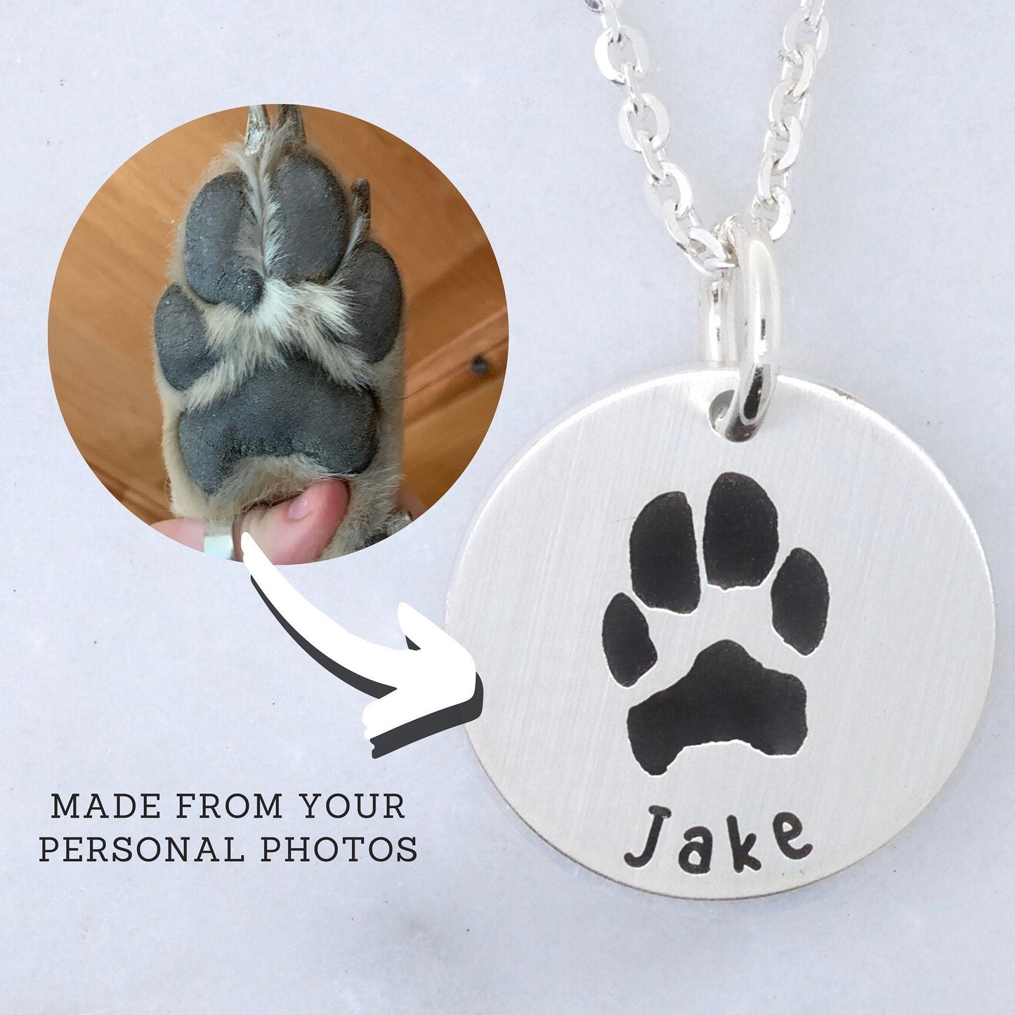 Pet Paw Print Necklace - Custom Engraving