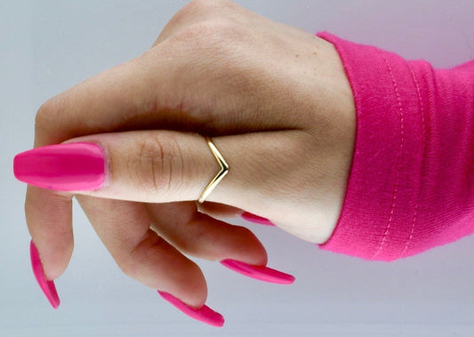 The V - 14k Solid Gold Thumb Ring - 14k TH14