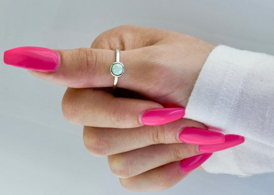 7mm Round Opal - Thumb Ring - TH77-W