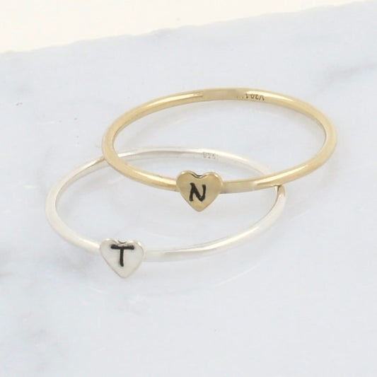 Tiny Heart Thumb Ring - Custom Engraving