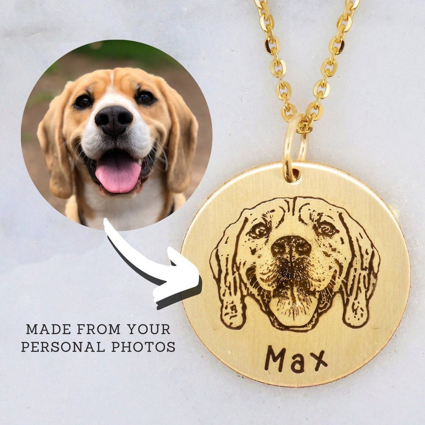 Pet Portrait Necklace - Custom Engraving