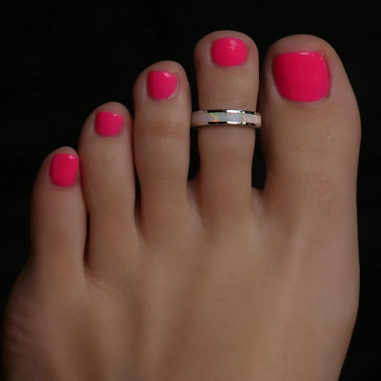 4mm Channel Pink Opal - Toe Ring - TR69-P