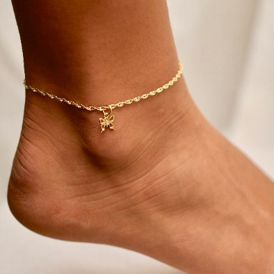 Butterfly Charm on Twisted - Anklet - ANK01