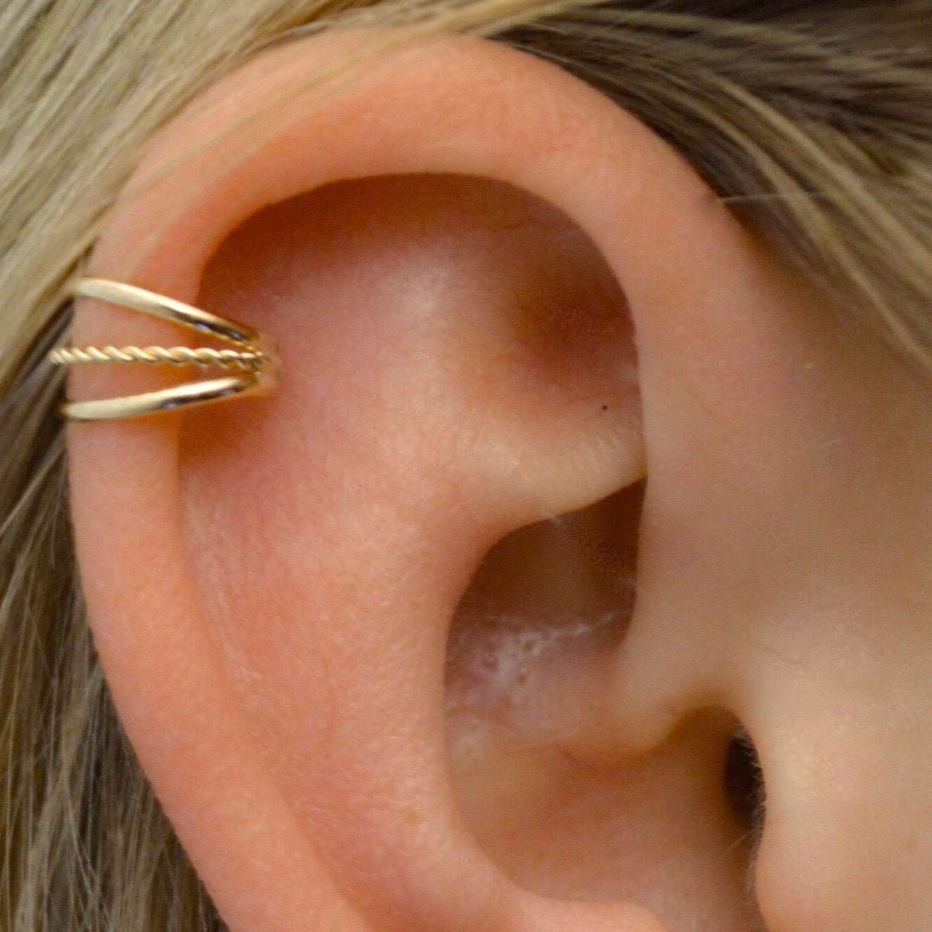 Dainty Triple with Twist - Cartilage Ear Cuff - EC621