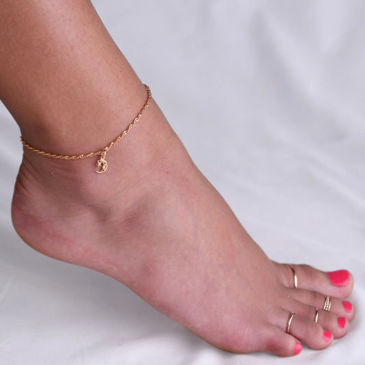 Moon Charm on Twisted - Anklet - ANK01