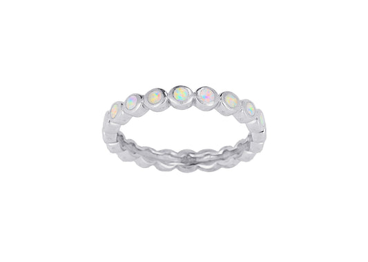 White Opal Dots - Thumb Ring - TH71-W