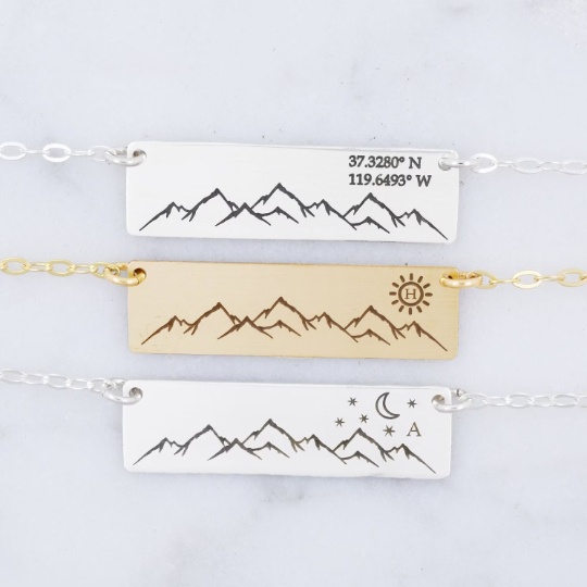 Mountain Range Necklace - Custom Engraving