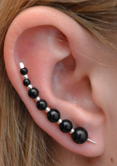 Seven Gem Black Onyx - Ear Climber - EP28-BLK7