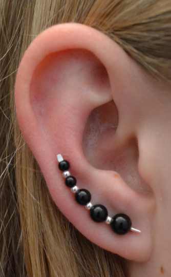 Five Gem Black Onyx - Ear Climber - EP28-BLK5