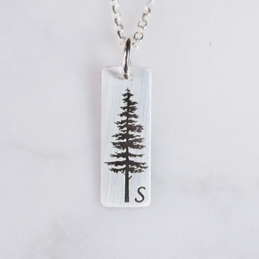 Pine Tree Necklace - Custom Engraving