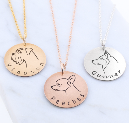 Dog Breed with Name Necklace - Custom Engraving