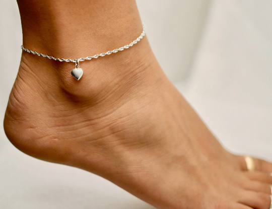 Heart Charm on Twisted - Anklet - ANK01